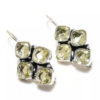 Ювелирная серьга из стерлингового серебра 925 пробы с драгоценным камнем цитрином 1,58 дюйма F8c13 жёлтый