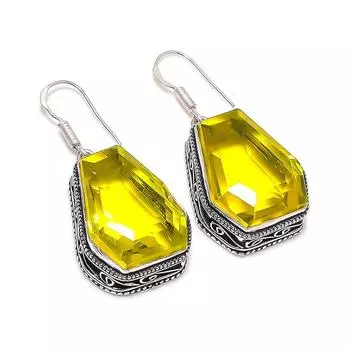 Ювелирная серьга ручной работы из стерлингового серебра 925 пробы с цитрином 1,81 дюйма q9L83