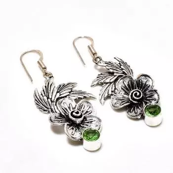 Ювелирная серьга ручной работы с драгоценным камнем цаворит, посеребренная 925 пробы, 2,08 дюйма