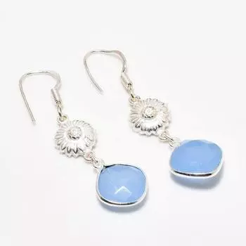 Ювелирная серьга ручной работы с фиолетовым халцедоном, посеребренная 925 пробы, 1,89 дюйма