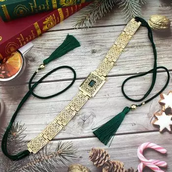 Ювелирная веревочная цепочка на талию с квадратной лентой золотого цвета на свадьбе невесты белый