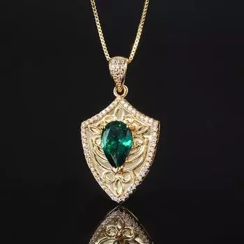 Ювелирное имитация голубой шпинели золото ретро изысканный капля воды кулон ожерелье основной камень 8 * 12