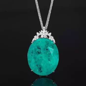 Ювелирное имитация изумруда ретро большое ожерелье с подвеской в виде яйца основной камень 25 * 30