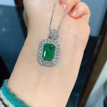 Ювелирное изделие имитация изумруда подвеска дизайн Sense Light роскошь квадратный бриллиант изумруд кольцо