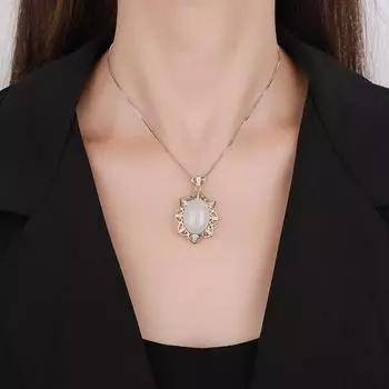 Ювелирное изделие имитация натурального хетяньского нефрита новое ожерелье женское ретро позолоченный нефрит натуральный халцедон кулон