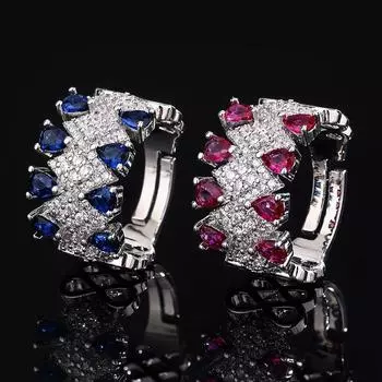 Ювелирное изделие Имитация натурального танзанита сапфира кольцо с рубином драгоценный камень винтажное кольцо