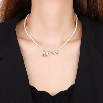 Ювелирное изделие имитация натурального жемчуга кулон новый подарок на фестиваль Циси желтый любовь горный хрусталь жемчужное ожерелье