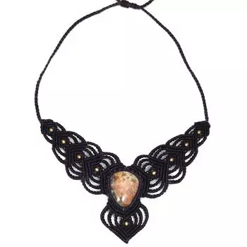 Ювелирное изделие из ниток макраме Ocean Jasper с драгоценными камнями ручной работы 20-36 Ad Ожерелье