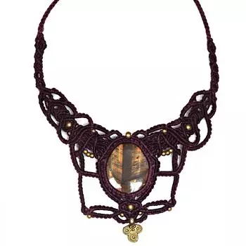 Ювелирное изделие из ниток макраме с драгоценными камнями ручной работы 20-36 Ad Ожерелье из тигрового глаза Этническое