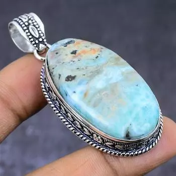 Ювелирное изделие из серебра 925 пробы с драгоценным камнем «Ларимар» от Republic 2,36 дюйма W6w08