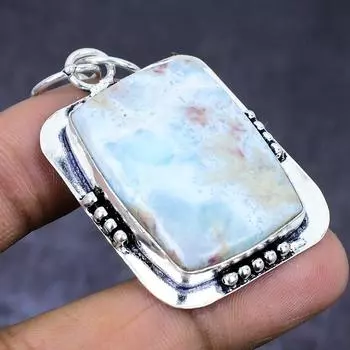 Ювелирное изделие из серебра 925 пробы с драгоценным камнем «Ларимар» от Republic 2,13 дюйма H3i67