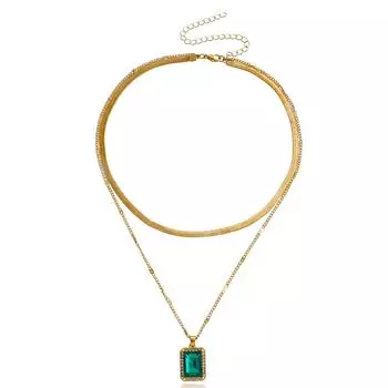 Ювелирное изделие из змеиной кости, двухслойная имитация драгоценного камня, подвеска на ключицу, цепочка в стиле ретро, ожерелье «Холодный ветер»