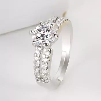 Ювелирное изделие Кольцо с шестью когтями Женское кольцо с имитацией мозонита и бриллиантами Круглый набор с кристаллами циркония Ювелирные изделия