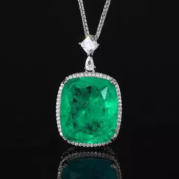 Ювелирное изделие Медное дно Позолоченное имитация сокровища Толстый прямоугольный кулон ожерелье Главный камень 20 * 23