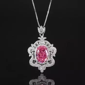 Ювелирное изделие Медное дно Позолоченный Высокоуглеродистый Бриллиант Ледяной Цветок Медный Темперамент Свет Роскошный Яйцевидный Подвесной Женский 10 * 14