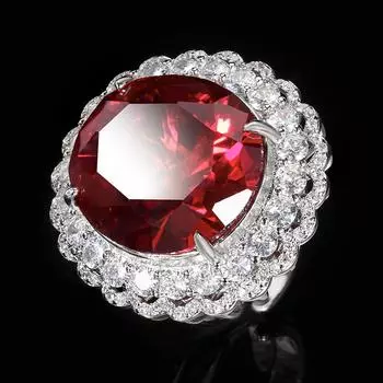 Ювелирное изделие Медное дно Золотое покрытие Имитация Красный Корунд Светлый Роскошный Главный Камень 18 * 20