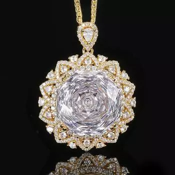 Ювелирное изделие Медный низ позолоченный роза огранка темперамент ретро золотой кулон основной камень 18 мм