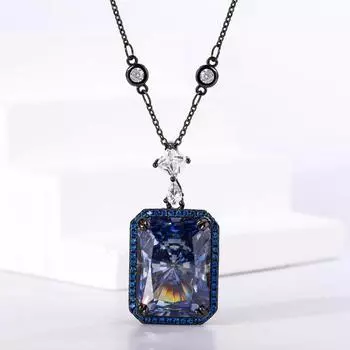 Ювелирное изделие Огранка «Птичье гнездо» Подвеска-ожерелье из черного золота Главный камень 15 * 20