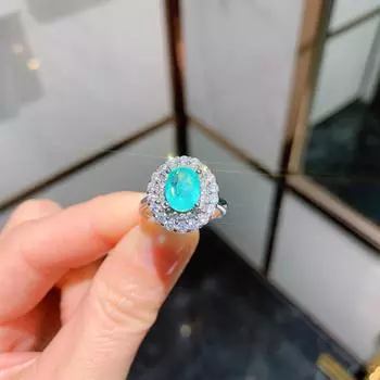 Ювелирное изделие Параиба Подвеска Новое винтажное микро-бриллиантовое кольцо с драгоценным камнем Высокоуглеродистое бриллиантовое ожерелье