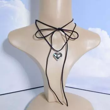 Ювелирное изделие Регулируемое ожерелье-чокер из вощеной нити Фланелевый кулон на ключицу с большой любовью