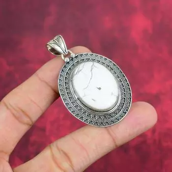 Ювелирное изделие с подвеской из драгоценного камня Хаулит, дизайнерское украшение из чистого серебра 925 пробы, натуральное украшение для подарка на День благодарения 2.24 Inches белый