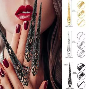 Ювелирное изделие в античном стиле, кольцо для ногтей королевы, полые костяшки пальцев, кончики пальцев на животе. золотой