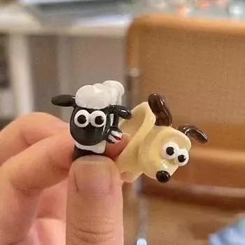 Ювелирное кольцо из акриловой смолы в виде ягненка в стиле аниме, эмалированное кольцо с рисунком в виде мультяшного животного для мужчин и женщин чёрный