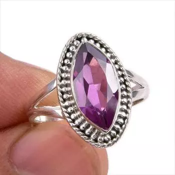 Ювелирное кольцо из чистого серебра 925 пробы с натуральным александритом, размер 7 T9k08