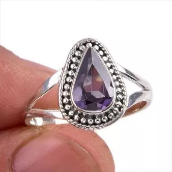 Ювелирное кольцо из чистого серебра 925 пробы с натуральным александритом, размер 9 G1a11