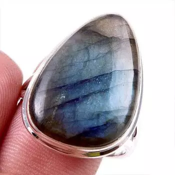Ювелирное кольцо из чистого серебра 925 пробы с натуральным лабрадоритом, размер 10 P3H93