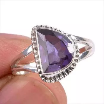 Ювелирное кольцо из чистого серебра 925 пробы с натуральным александритом, размер 8 h0b72