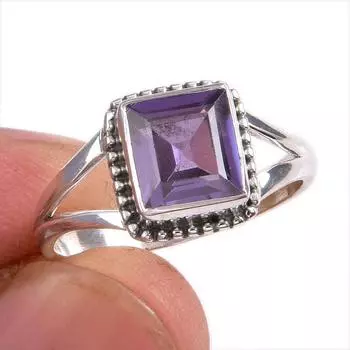 Ювелирное кольцо из чистого серебра 925 пробы с натуральным александритом, размер 9 C3u24