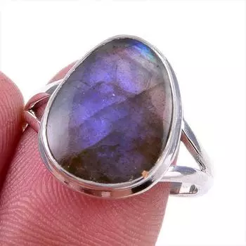 Ювелирное кольцо из чистого серебра 925 пробы с натуральным лабрадоритом, размер 9 z7B16