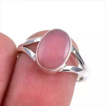 Ювелирное кольцо из чистого серебра 925 пробы с натуральным розовым опалом, размер 8 Z3g21
