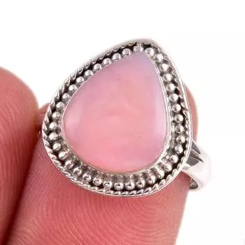 Ювелирное кольцо из чистого серебра 925 пробы с натуральным розовым опалом, размер 7 Y8u11