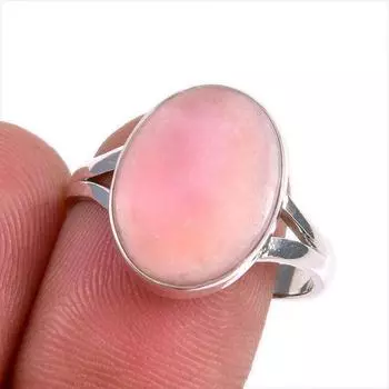 Ювелирное кольцо из чистого серебра 925 пробы с натуральным розовым опалом, размер 9 W6j93