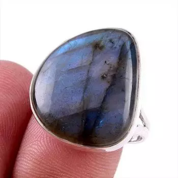 Ювелирное кольцо из чистого серебра 925 пробы с натуральным лабрадоритом, размер 9 Z2Z69