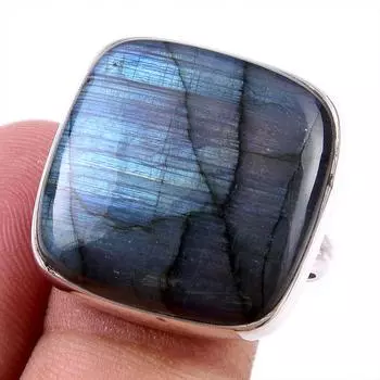 Ювелирное кольцо из чистого серебра 925 пробы с натуральным лабрадоритом, размер 9 l5m74