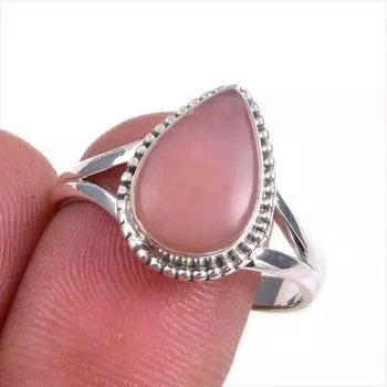 Ювелирное кольцо из чистого серебра 925 пробы с натуральным розовым опалом, размер 9,5 C5W06