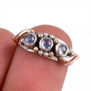 Ювелирное кольцо из чистого серебра 925 пробы с натуральным танзанитом, двухцветное ювелирное кольцо, размер 5,5, O8A43