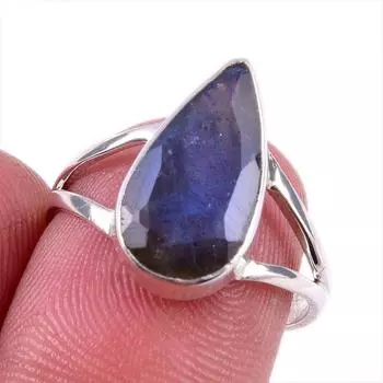 Ювелирное кольцо из чистого серебра 925 пробы с натуральным лабрадоритом, размер 7 j4Q43