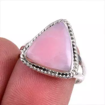 Ювелирное кольцо из чистого серебра 925 пробы с натуральным розовым опалом, размер 7 g3G84