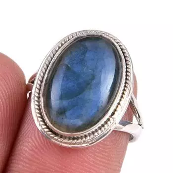 Ювелирное кольцо из чистого серебра 925 пробы с натуральным лабрадоритом, размер 7 w0q06