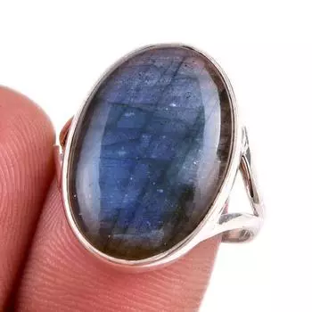 Ювелирное кольцо из чистого серебра 925 пробы с натуральным лабрадоритом, размер 9 m0M95