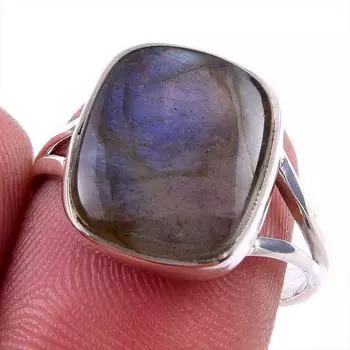 Ювелирное кольцо из чистого серебра 925 пробы с натуральным лабрадоритом, размер 8 F6n34