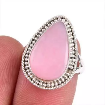 Ювелирное кольцо из чистого серебра 925 пробы с натуральным розовым опалом, размер 6 z5M37