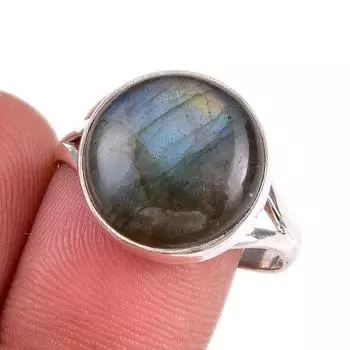 Ювелирное кольцо из чистого серебра 925 пробы с натуральным лабрадоритом, размер 10 n3I58