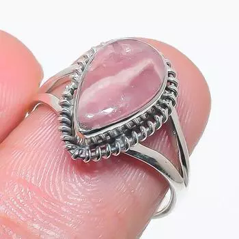 Ювелирное кольцо из чистого серебра 925 пробы с натуральным родохрозитом ручной работы S.7 g7T26