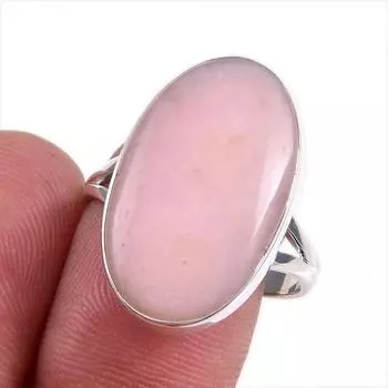 Ювелирное кольцо из чистого серебра 925 пробы с натуральным розовым опалом, размер 9,5 P5I18