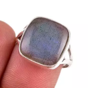 Ювелирное кольцо из чистого серебра 925 пробы с натуральным лабрадоритом, размер 8 q9I07